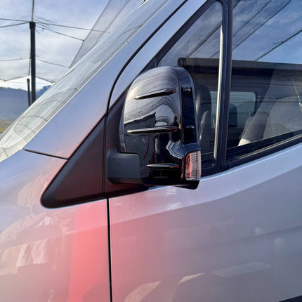 For Mercedes Sprinter Dodge 907 Wing Mirror Covers with Indicator - Gloss Black (Set of 2) - Replacement Caps for 907 Models