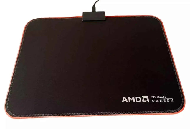 AMD LED Gaming Mouse Pad with Red Light, Anti-Slip, 36.5x25.5cm for PC & Laptop