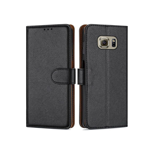 Samsung Galaxy S6 Book Flip Case Black Leather Wallet