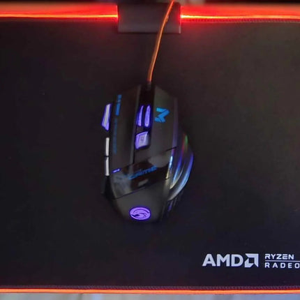 AMD LED Gaming Mouse Pad with Red Light, Anti-Slip, 36.5x25.5cm for PC & Laptop