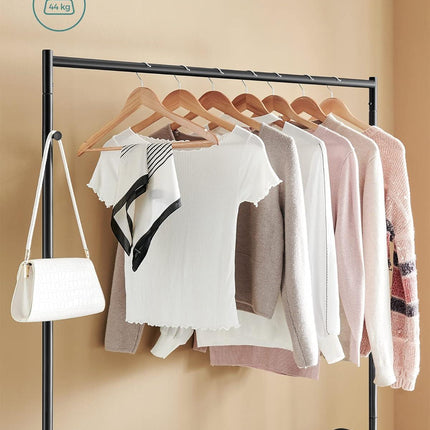 SONGMICS Clothes Rail, Coat Stand Rack Black with 2 Hooks
