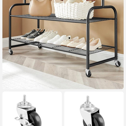 SONGMICS Clothes Rail, Coat Stand Rack Black with 2 Hooks