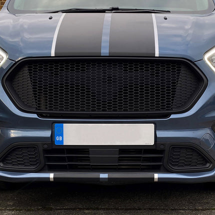 For Ford Transit Custom Badgeless Honeycomb Grille – Matte Black, Ready to Fit