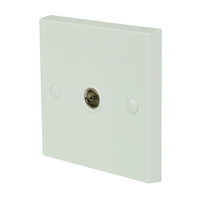 AV:Link Single Plastic TV Aerial Coaxial Wall Plate White