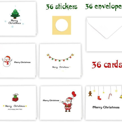 36 Merry Christmas Greeting Cards with Envelopes Stickers 10x12cm KUUQA