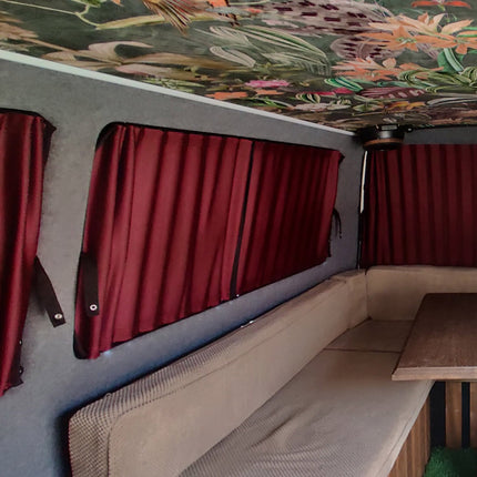 For VW T4 Transporter Van Conversion Premium Curtains - Black/Burgundy - CREATE YOUR OWN BUNDLE! Van-X