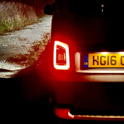 For VW T5 Transporter MK3.1 Tailgate LED Rear Lights Smoked Full Frame Light Bar Upgrade – Van-X